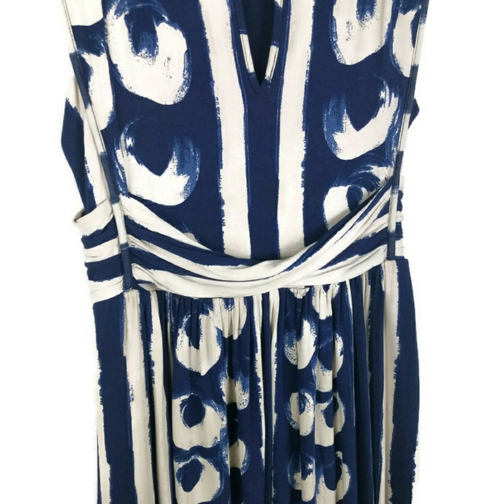 Anthropologie Sennebec Dress by Maeve Navy White Size Medium. - Picture 7 of 8
